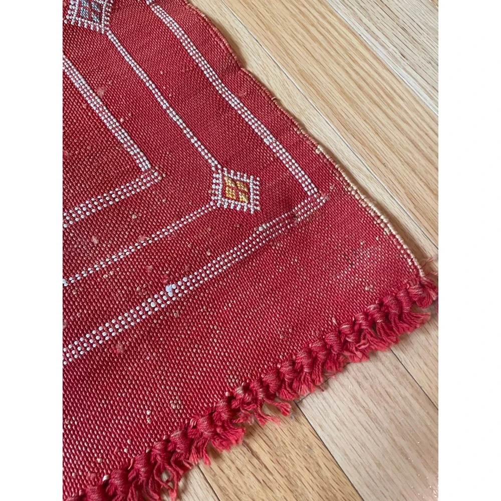 Vintage Moroccan Berber Sabra Cactus Silk Rug Tribal Kilim 35x56